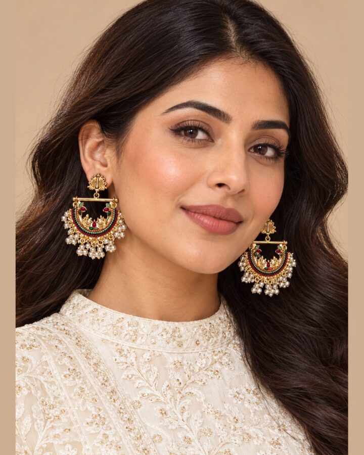 Multi Jhumka Earrings worn view