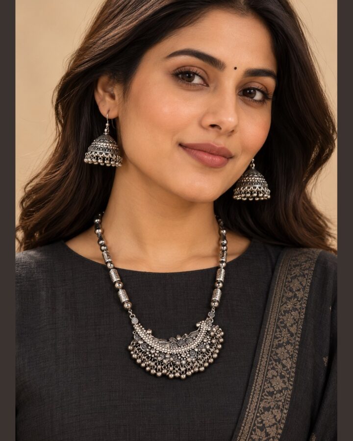 Oxidised Mala Set worn view