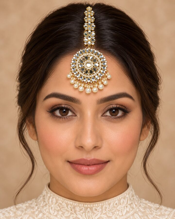 Pearl Kundan Tikka worn view