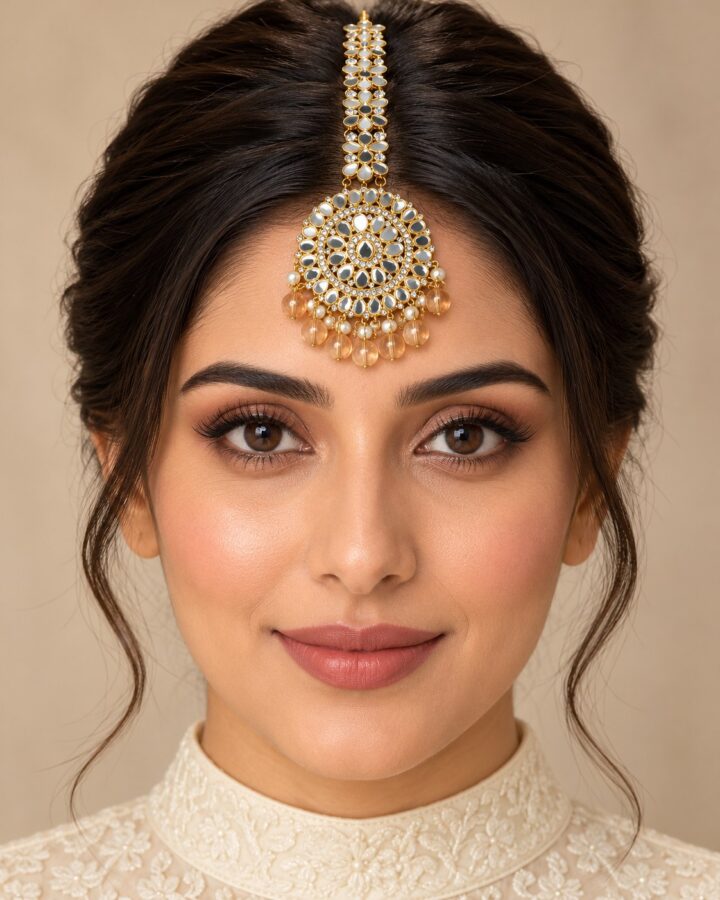 Champagne Kundan Tikka worn view