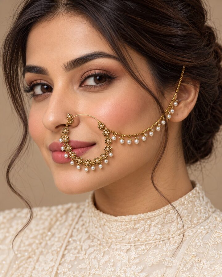 Pearl Nose Ring worn view