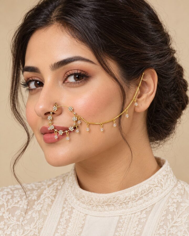 Pearl Nose Ring worn view