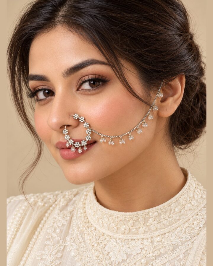 Silver Nose Ring worn view