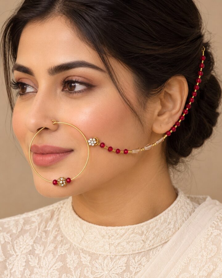 Red Nose Ring worn view