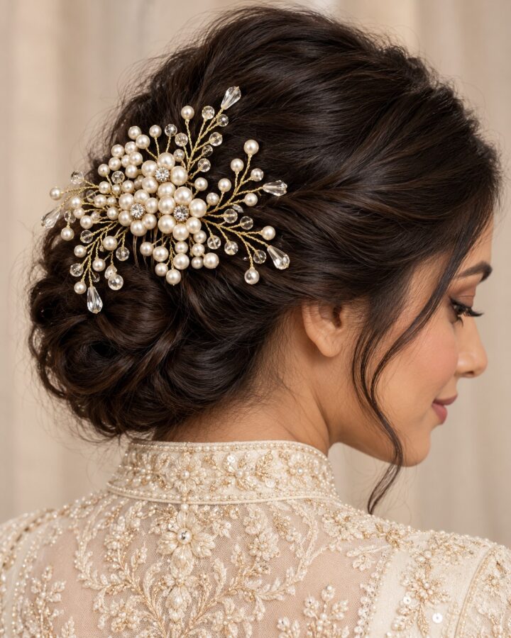 Golden Flower Hair Accessory worn view