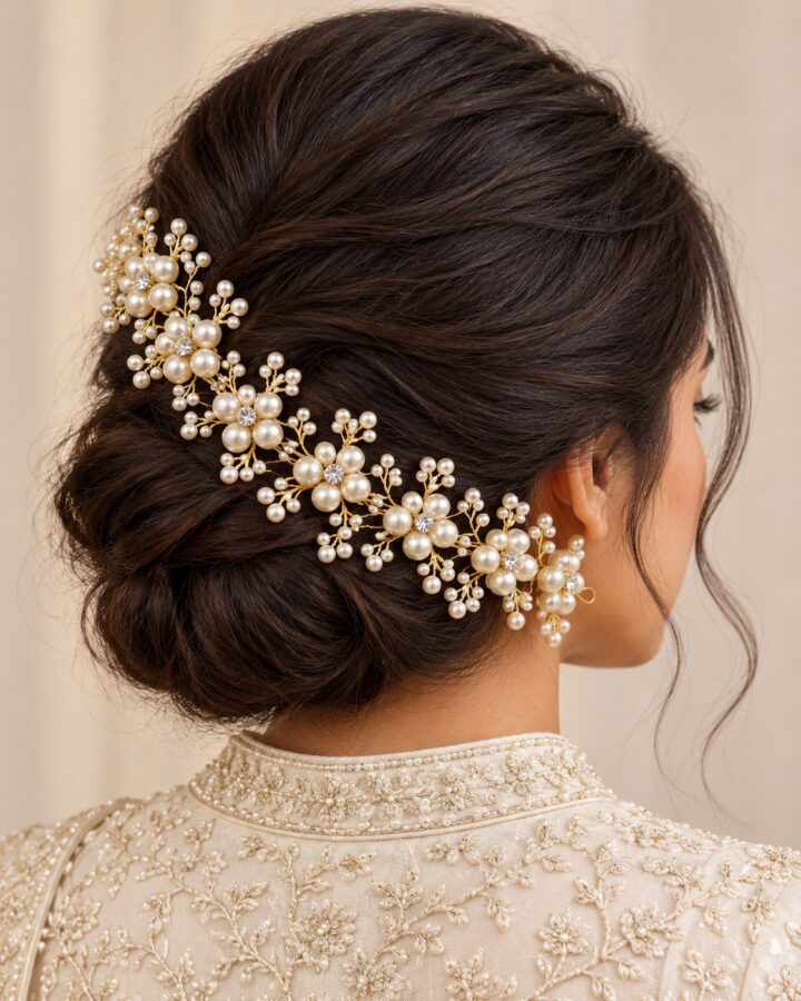 Golden Flower Hair Accessory worn view