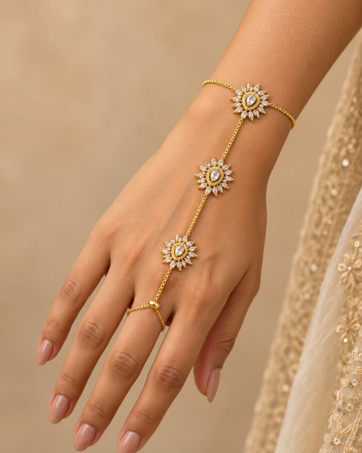 White Zircon Bangles worn view