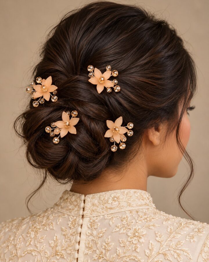 Peach Hair Accessory worn view