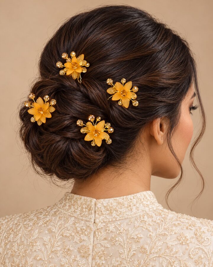 Champagne Hair Accessory worn view