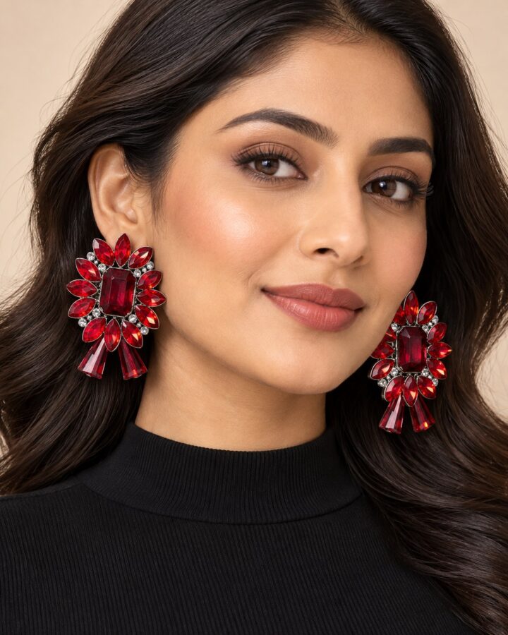 Red Earrings worn view