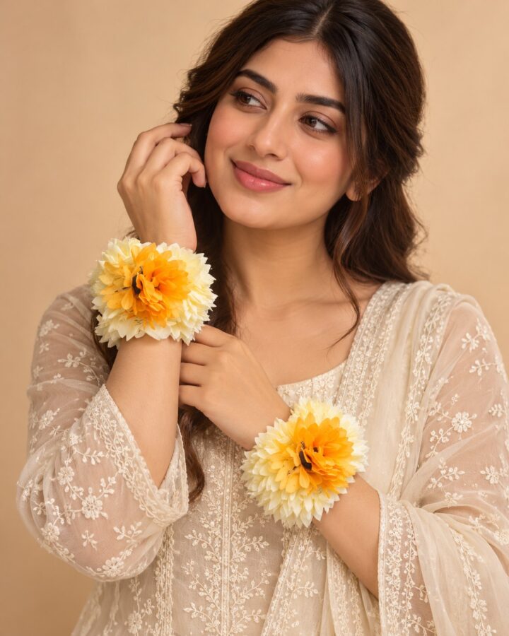 Yellow Flower Jewellery Piece worn view